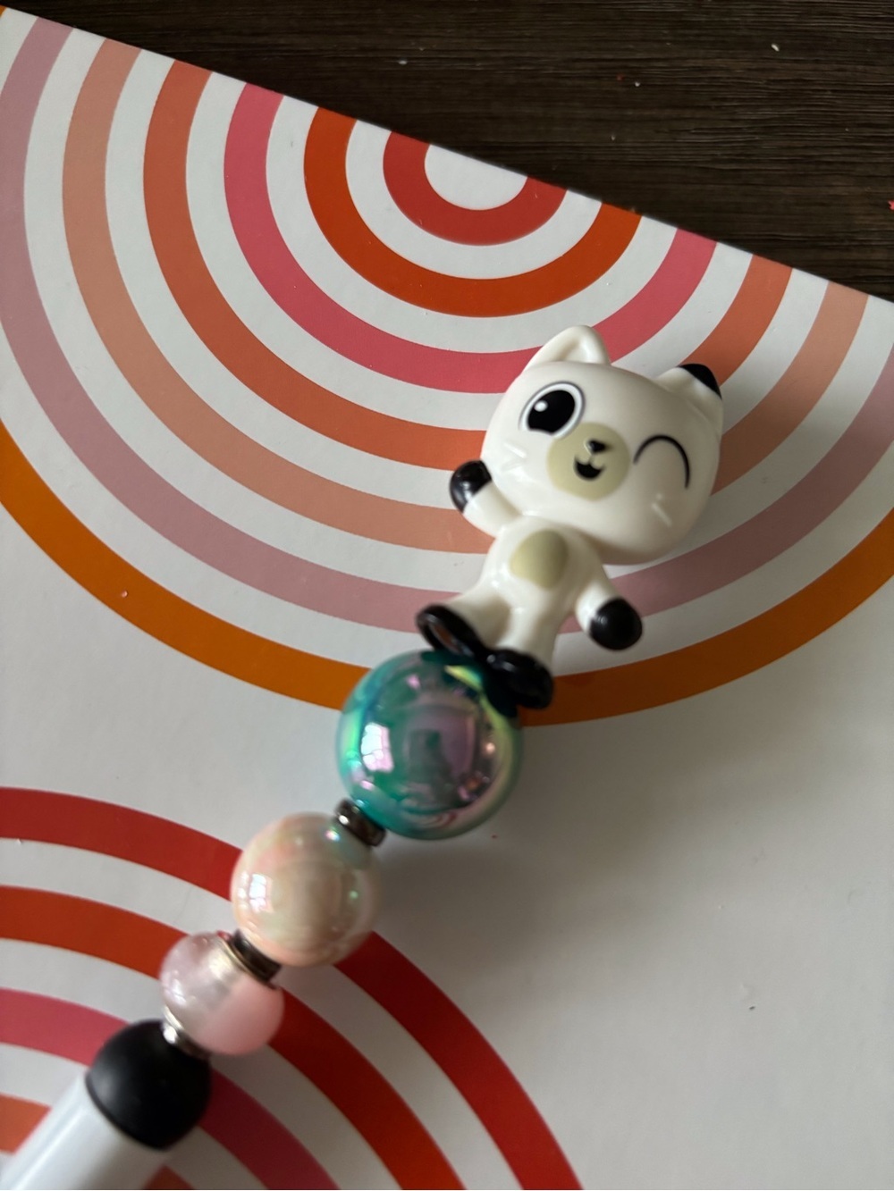 Netflix's Gabby's Dollhouse: Pandy Paw handmade beaded pen